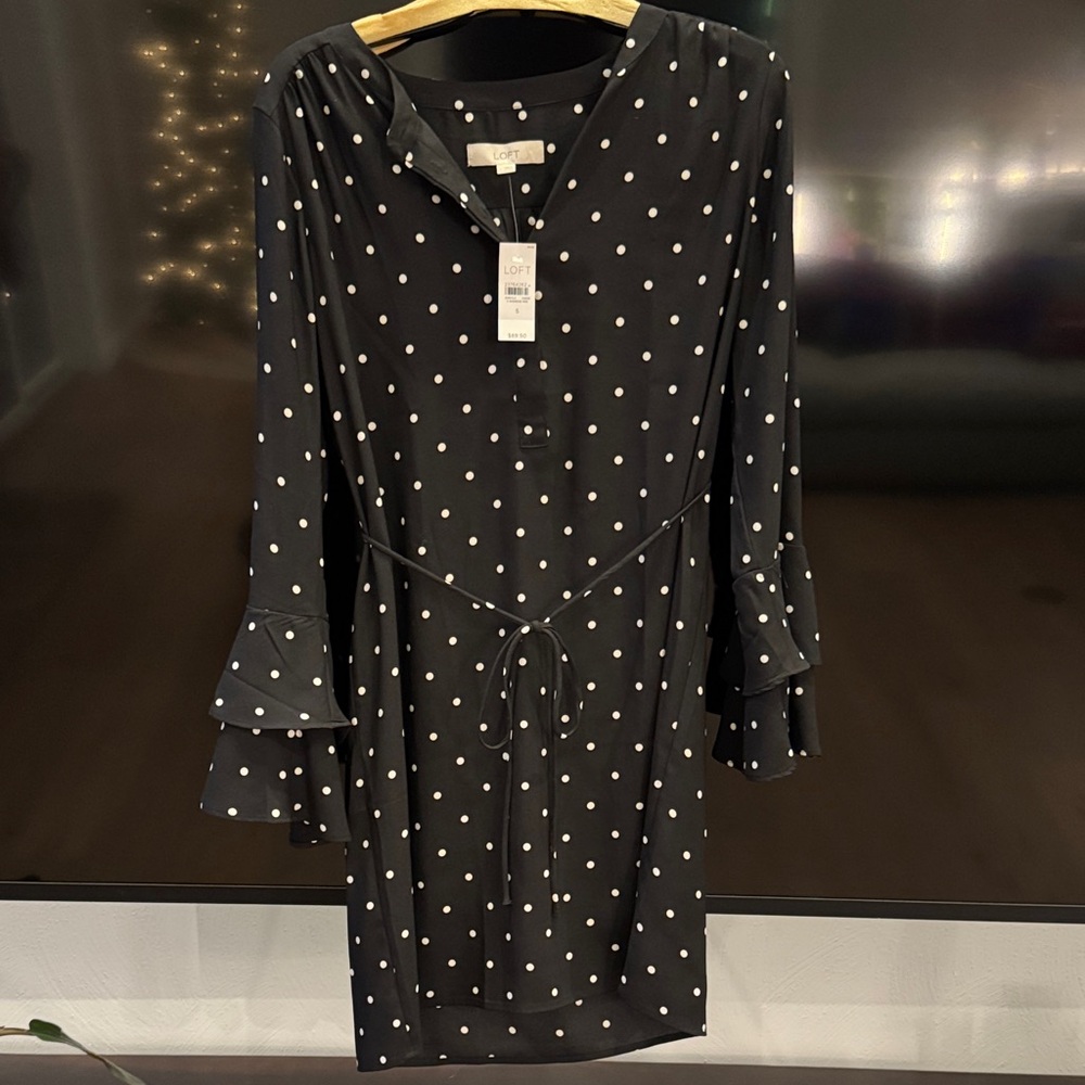 LOFT Black Polka Dot Dress